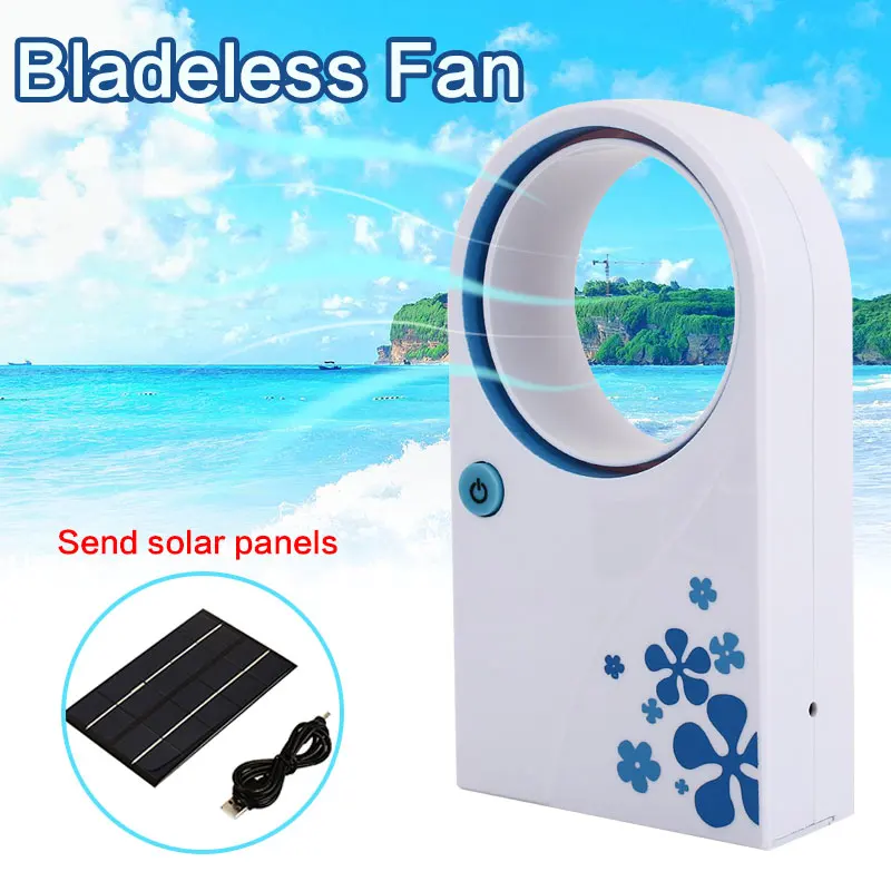 

Portable Desktop Bladeless Safety Cooling Fan Fanless Fan Air Multiplier Fan Air Conditioner Outdoor Solar powered Charger