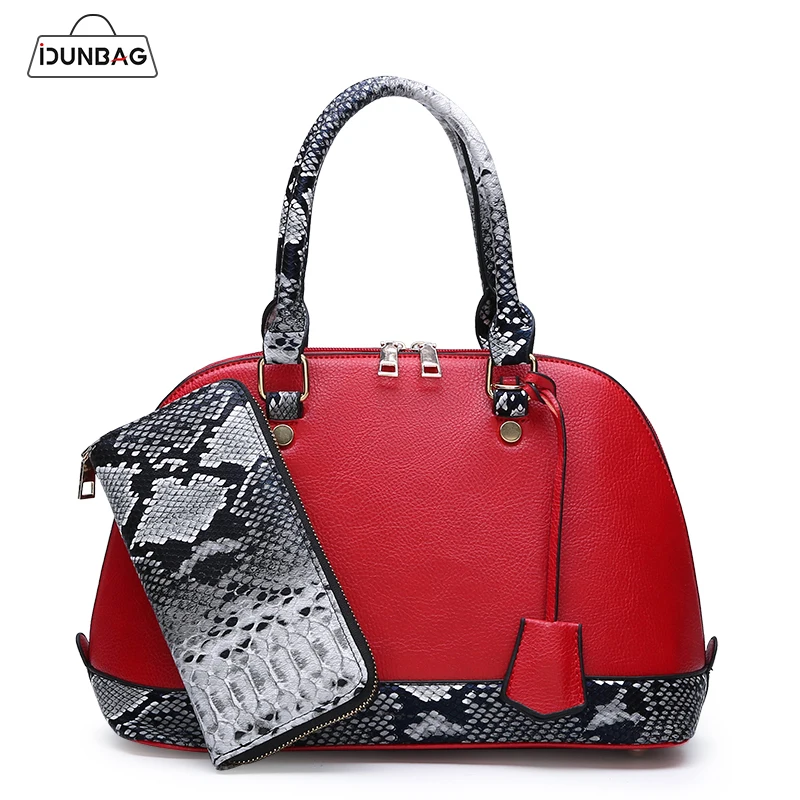 

Patchwork Serpentine Leather Women Handbags And Purses Set 2Pcs Shell Bag Women Large Capacity Tote Shoulder Crossbody Bags Sac