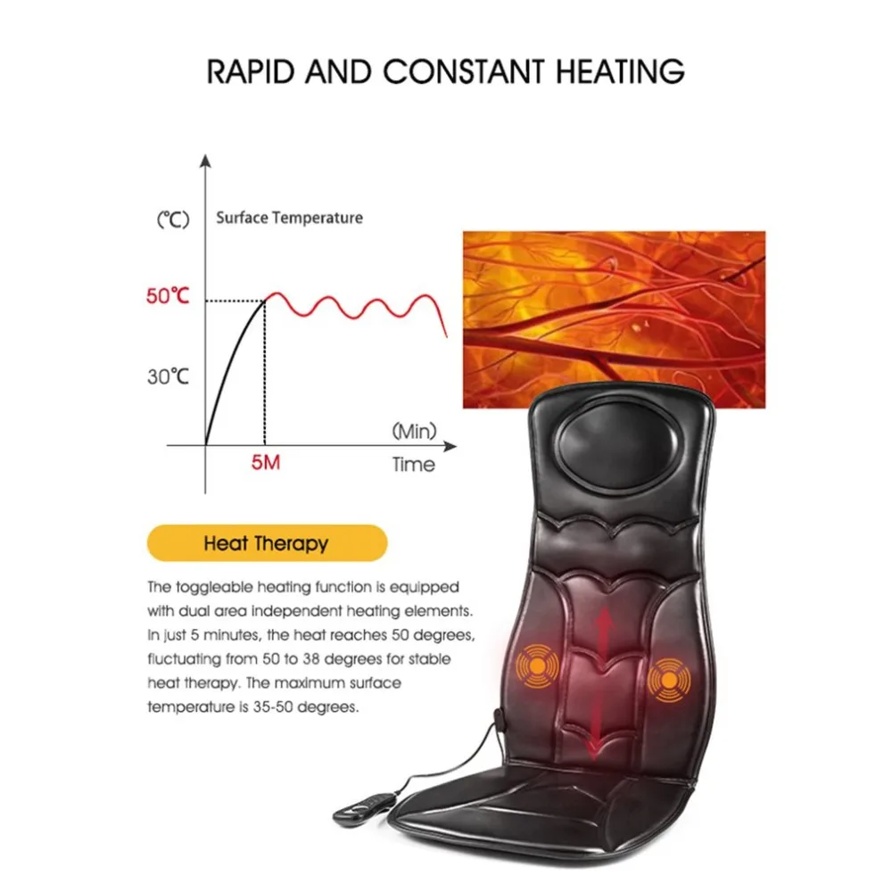 10 мотор вибрации массажное кресло подушка сиденья w/тепло для домашнего офиса автомобиля