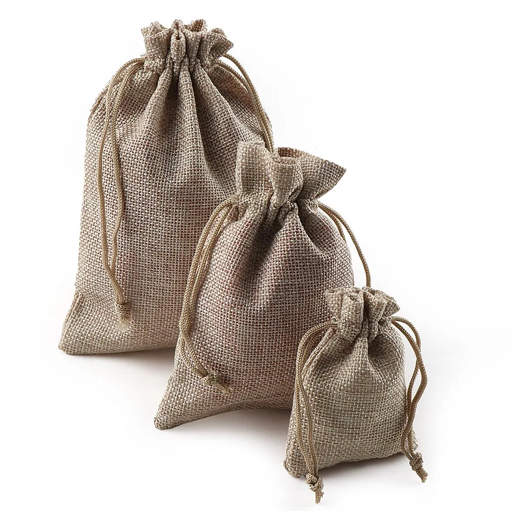 

10Pcs Christmas Linen Jute Drawstring Gift Bags Sacks Wedding Birthday Party Favors Drawstring Gift Bags Baby Shower Supplies