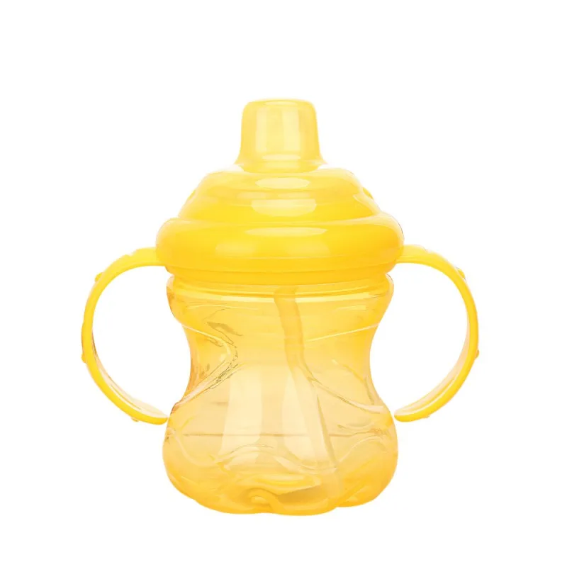 260 мл детская чашка для малышей, детская ручка для чашки в форме тыквы, для детей, для обучения питьевой соломы, для бутылки кружки-непроливайки, 1 шт - Цвет: Цвет: желтый