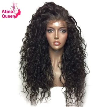

Atina Queen Hair Products Water Wave Glueless Full Lace Wigs With Baby Hair Natural Black 100 Human Hair Lace wig for Women Remy
