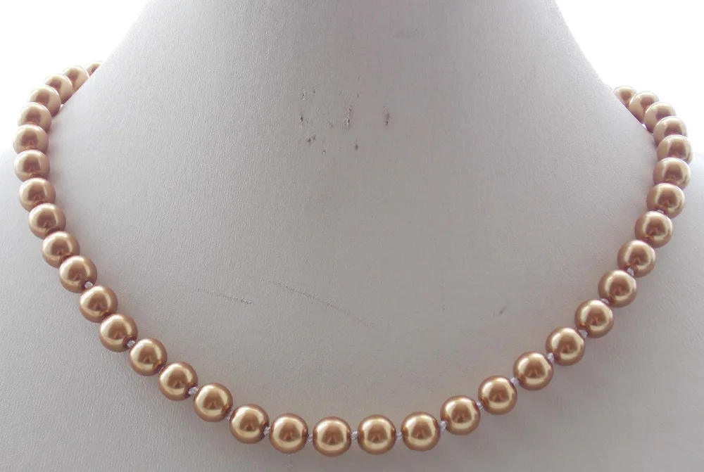 

Free Shipping >>AAA 8mm Brown South Sea Shell Pearl Round Beads Necklace 18'' F-26