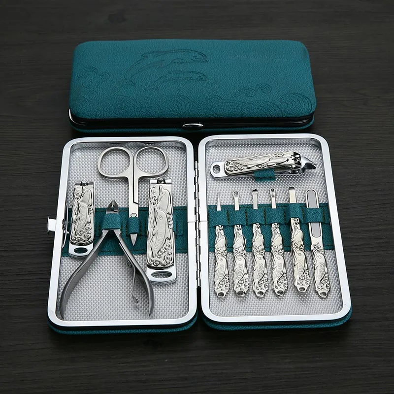 

Manicure Pedicure Tools Stainless Steel Blue dolphin Nail Clippers Grooming Kit Hot Mdf