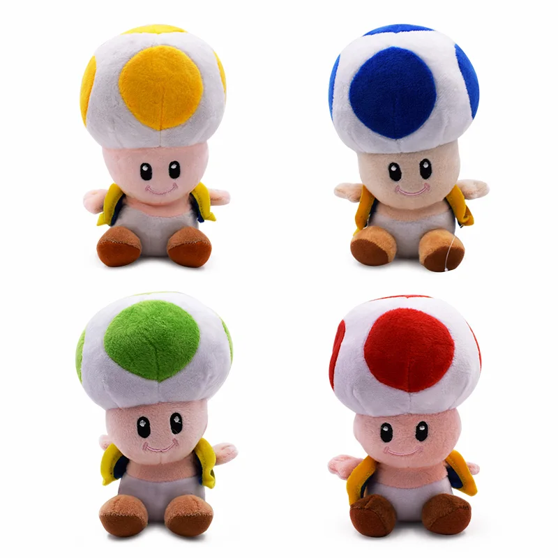 

16cm Super Mario Bros Mushroom Toad Plush Toy 4 Colors Super Mario Toad Stuffed Peluche Doll Toys