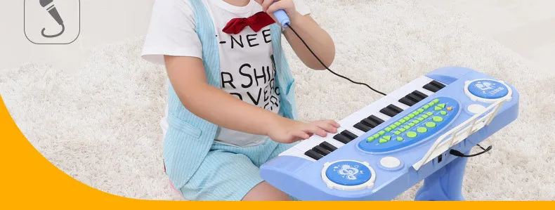 Brinquedos para Crianças 2 em 1 Eletrônica Teclado Jogador Tambores Brinquedo Piano Indoor Crianças Instrumento Musical Aprendizagem Educação 37-chave 23 crianças brinquedo instrumento musical aprendizagem educação