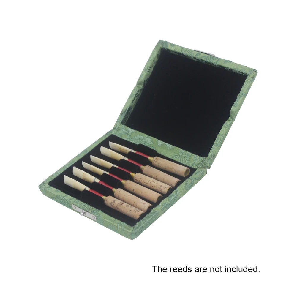 

Wooden Oboe Reed Case Holder Box Covered by Beautiful Cloth for 6pcs Oboe Reeds