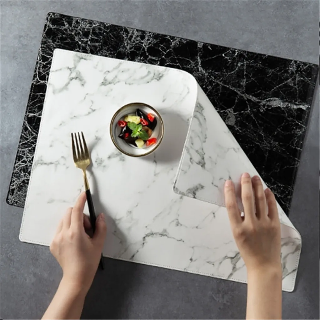 

Leather Dining Table Place Mats, Heat-Resistant Anti-Skid Kitchen Table Mats