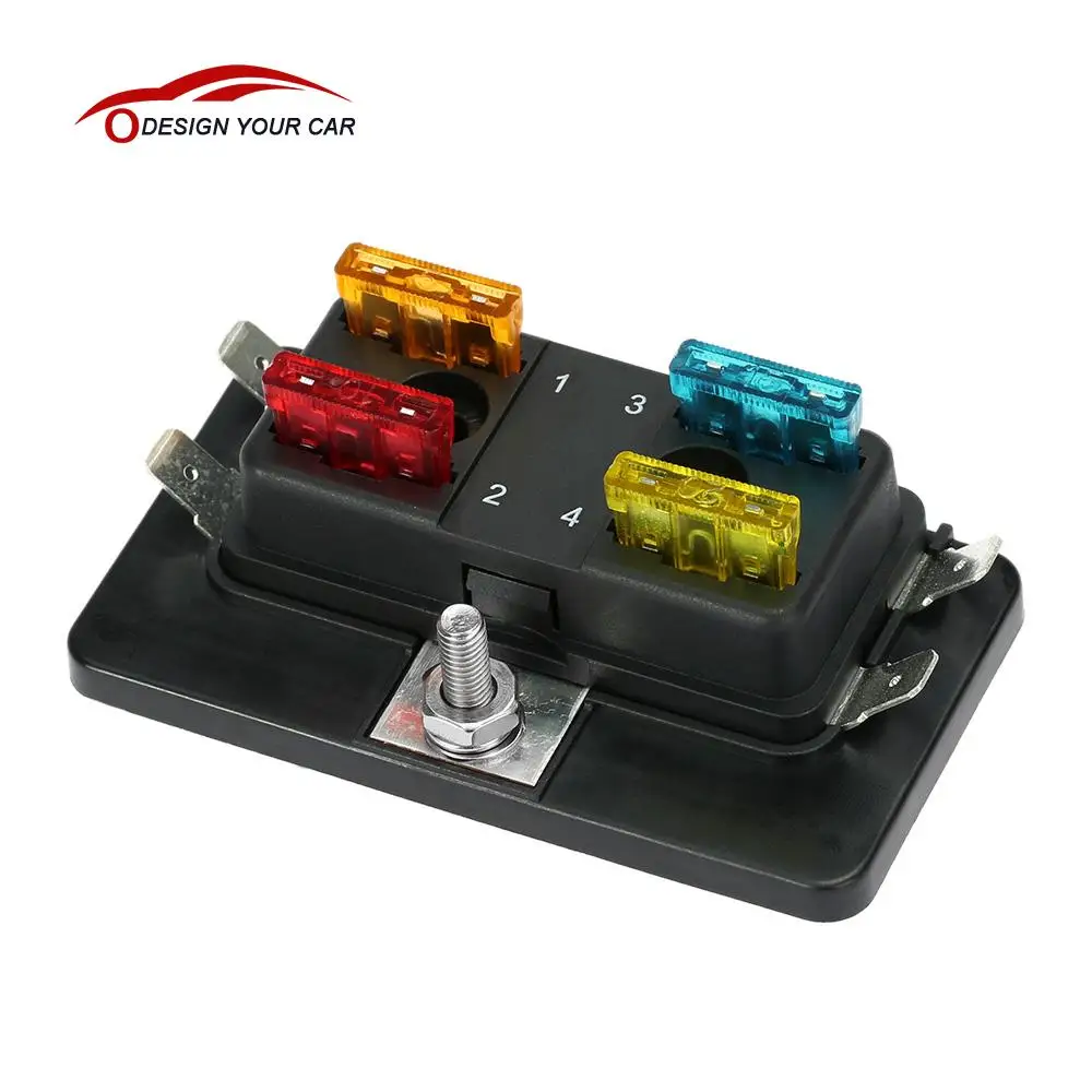 car-styling 4 Way Blade car Fuse Box Holder Standard 6.3mm Spade Terminals Maximun