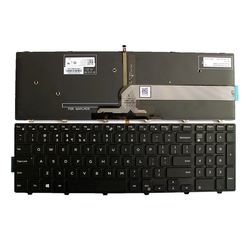 Американская клавиатура для Dell Inspiron PK1313G1B00 MP-13N83USJ698 490.00h7/0a01 PK1313G2B00 V147225BS V147225BS1 с подсветкой/рамкой - Цвет: Белый