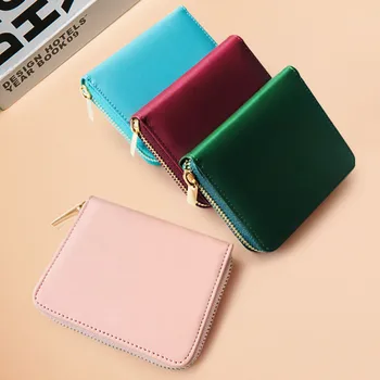 

2019 Women Fashion Multi-Card Card Holder Short Simple Wallet Frosted Fabric Card Holder Package monederos para mujer 50