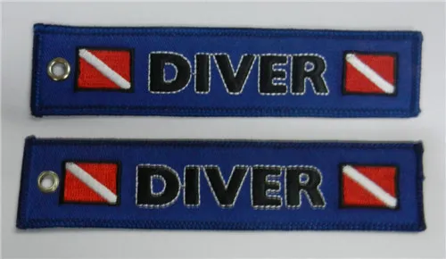 Diver Подпушка флаг вышитые Подводное брелок тег - Название цвета: RBF Blue