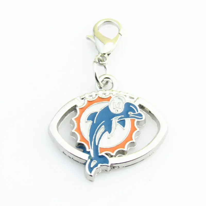 Fashion Football Sports Miami Dolphins Dangle Charms For Fans DIY Snap