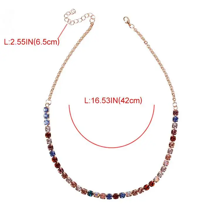 Стразы смешанного цвета колье ожерелье для женщин ожерелье новые массивные вечерние ювелирные изделия Bijoux Femme простая цепочка