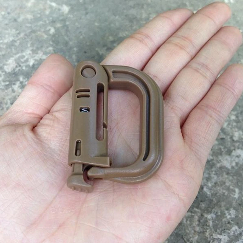5x molle carabiner d locking ring plastic clip ring buckle carabiner keychain B1
