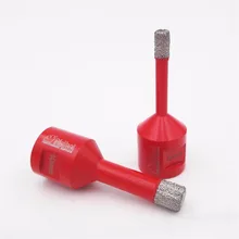 DIATOOL 2pcs Vacuum Brazed Diamond Drilling Bits M14 Connection Diamond Height 10mm Dry drilling for porcelain tile stone