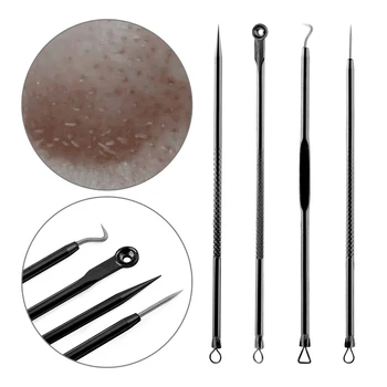 

3/4Pcs Stainless Steel Extractor Blackhead Remover Needles Acne Pimple Blemish Treatments Face Skin Care Beauty Tools