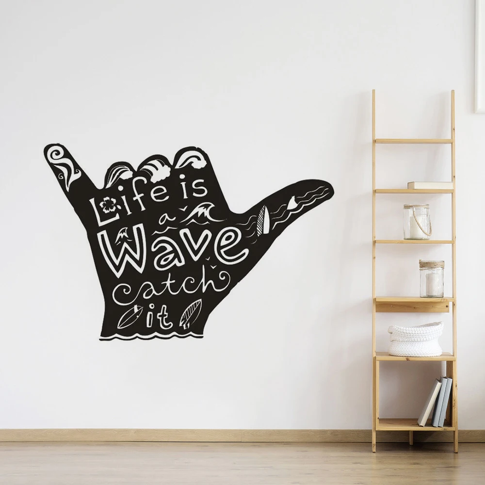 الرياضات المائية الفينيل الجدار صائق شاكا تصفح جدار ملصق ديكور المنزل Surfering موجة إقتباس جدار جدارية سيرفر اليد ملصقات AY302