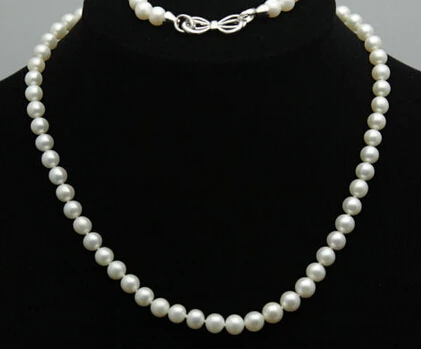 

charm Jew.657 sets AAA 7-8mm white Pink Freshwater Akoya Pearl Necklace Braceles (0430)