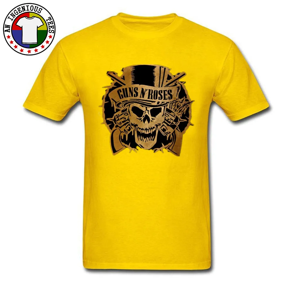 Guns N Roses Gold Group Tshirts for Men Pure Cotton Mother Day Tops Tees Normal Tee Shirt Short Sleeve 2018 New Crewneck Guns N Roses Gold yellow
