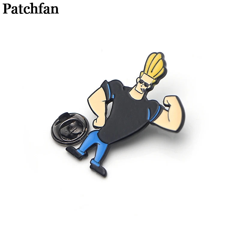 Patchfan Johnny Bravo металлические цинковые эмалированные булавки трендовая медаль para рюкзак рубашка сумка броши значки для мужчин женщин A2138