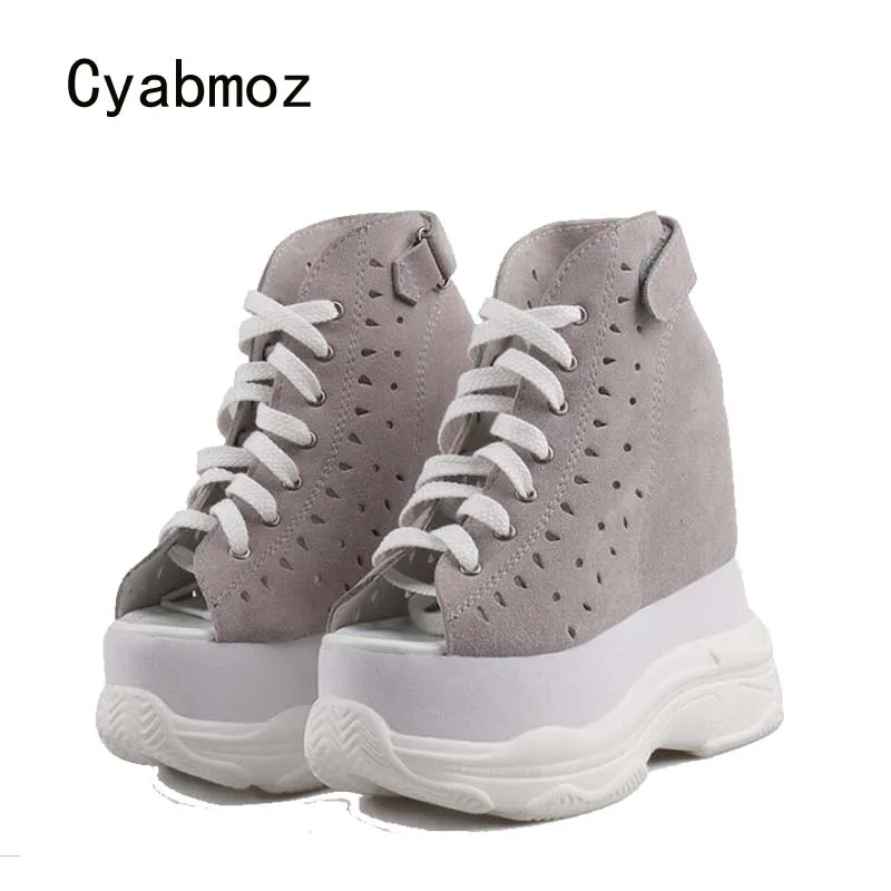 

Cyabmoz Platform Shoes Woman Sexy High heels Hollow out Breathable Height increasing Ladies Casual Women Shoes Tenis feminino