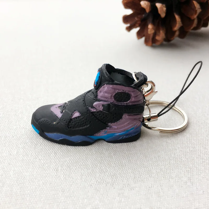3D мини-кроссовки, брелоки, ремешок для мобильного телефона, ремешок для iPhone, сумка для ключей, AJ, Баскетбольная обувь, модель, популярный подарок - Цвет: AJ8 aqua