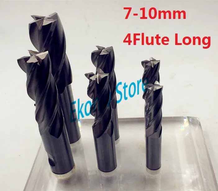 

5pcs 7mm 8mm 9mm 10mm Extended lengthening Long four Four Flute HSS & Aluminium End Mill Cutter CNC Bit