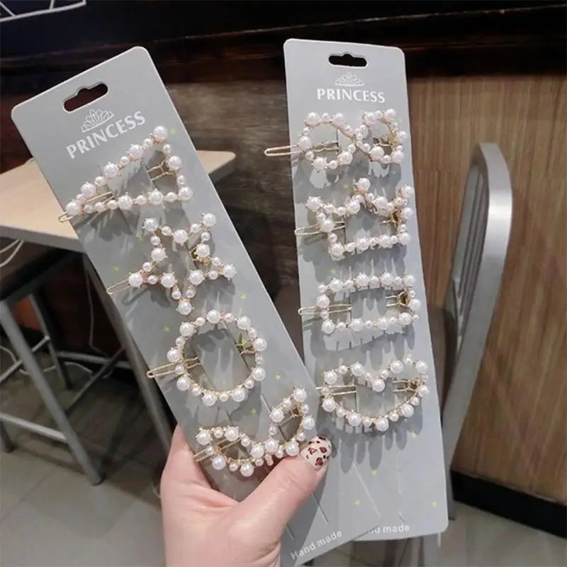 Korean Style Geometric Heart Star Pearls Barrette Women Ponytail Hair Clip Home DIY Hair Styling Tools