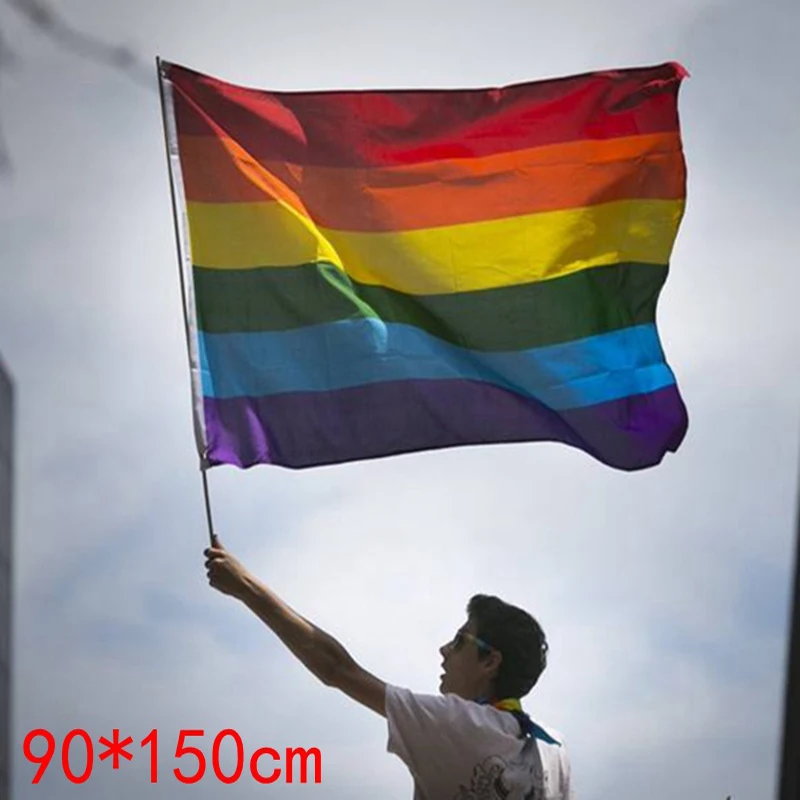 

1pc LGBT Rainbow Flag 3x5FT 90x150cm Lesbian Gay Parade Banners Pride Flag Polyester Colorful Rainbow Flag for Decor
