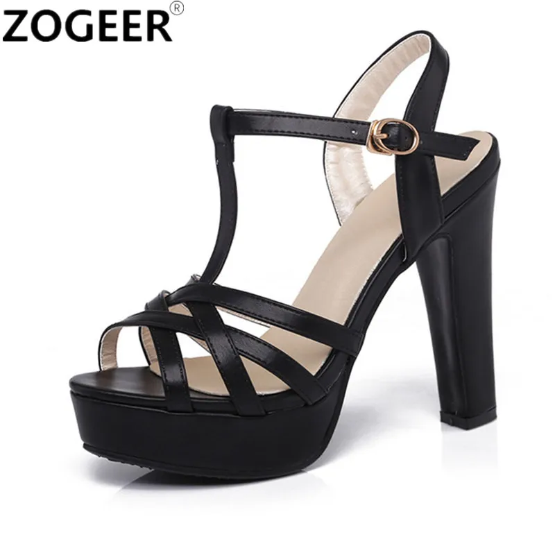 

New 2018 Summer Women's High Heel Sandals Gladiator Shoes Women Lady Sexy Platform Sandals T-straps black pink Wedding Shoes