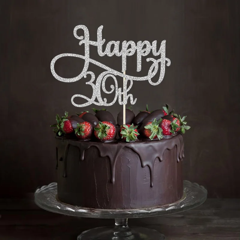 Золотой/Серебряный/черный блестящий счастливый 30 торт Топпер 30 день рождения украшения аксессуар для кекса поставки
