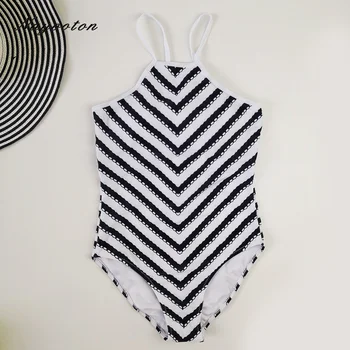 

Large size one piece swimsuit 2019 High quality special price Striped swimsuit plus size Bandage Beach Monokini Bathing Suit