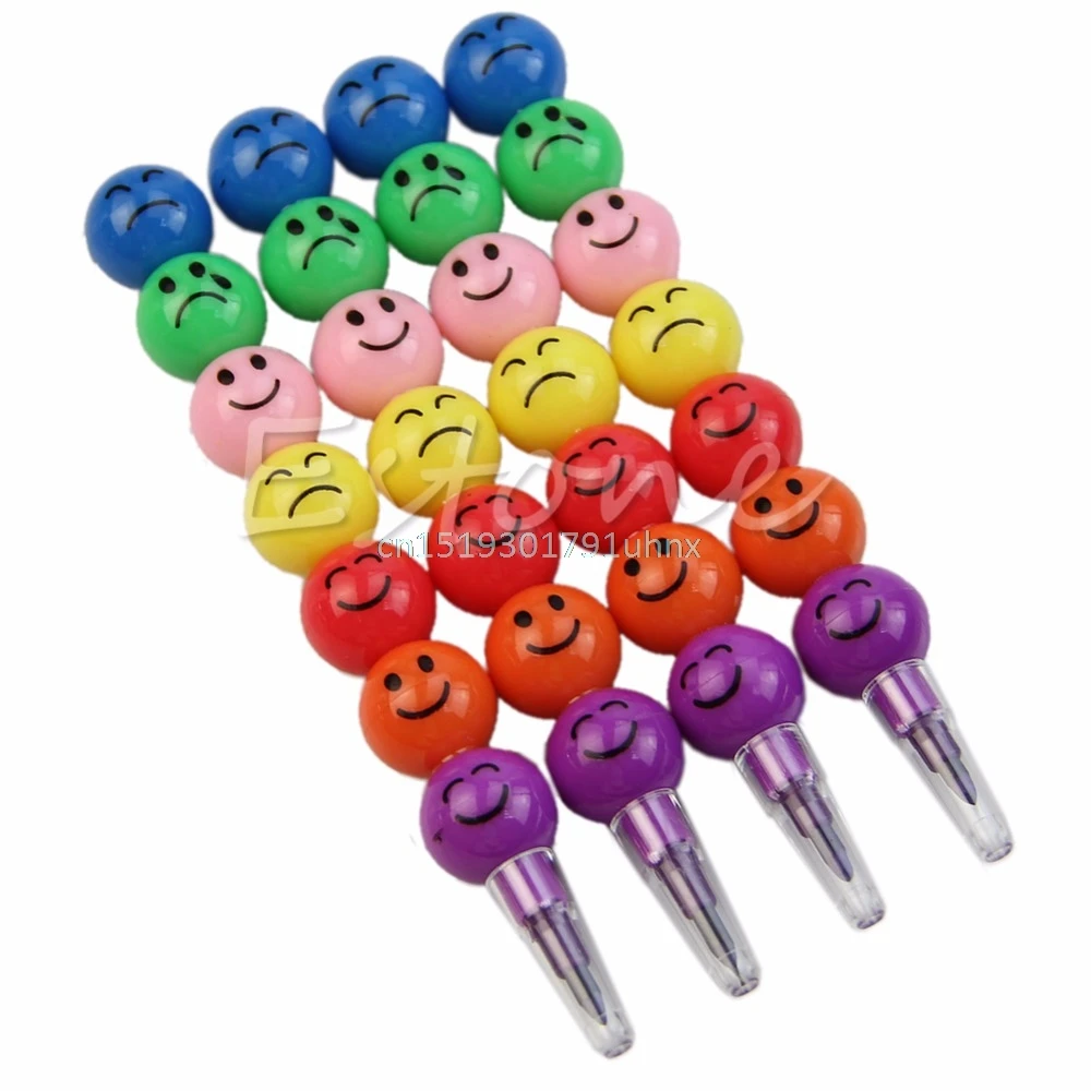 

7 Colors Stacker Swap Tip Wax Crayons Pencil Stationary Set Filler For Kids