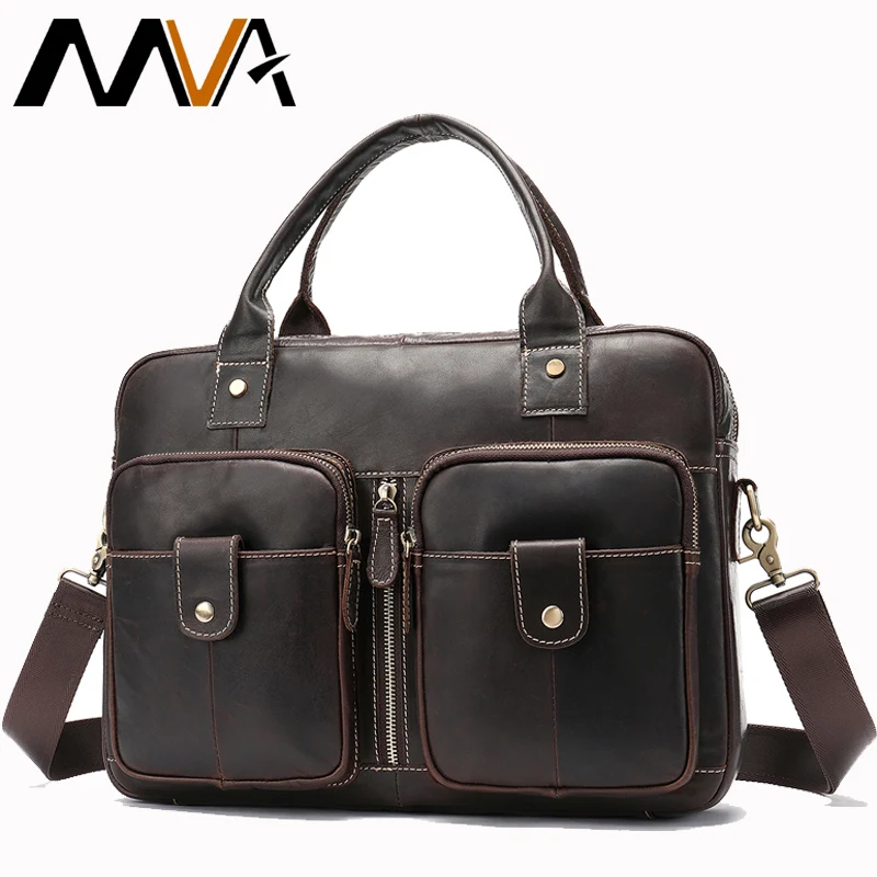 

MVA Fashion Simple Famous Brand Business Men Briefcase Bag Genuine Leather Laptop Bag Casual Man Bag Shoulder bags Handbags 8539