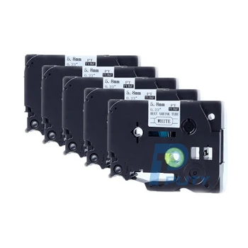 

5PCS PUTY HSe-211 hse211 HS211 5.8mm*1.5M Black on White Heat Shrink Tube Tape label tapes compatible for Ptouch Printer