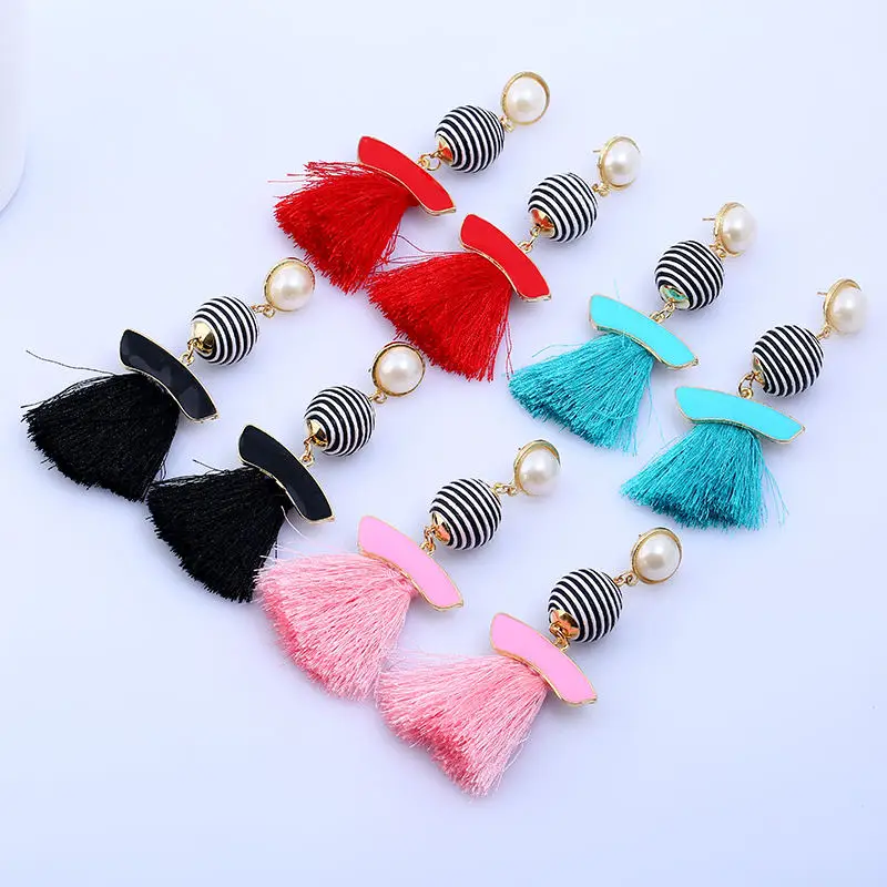 Welback-fashion-jewelry-figure-bohemia-ethnic-style-Enamel-freshwater-pearl-charm-ball-long-drop-tassels-earrings (2)