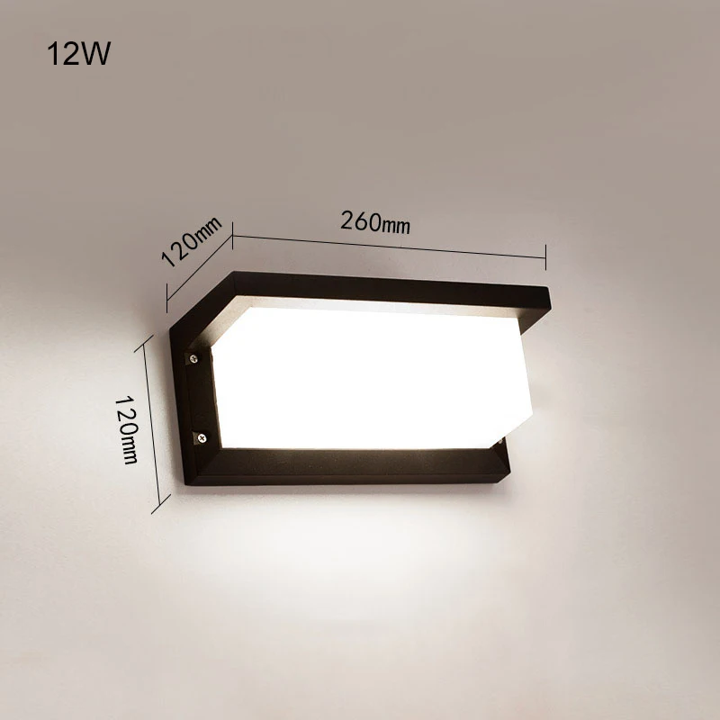 Светодиодный настенный светильник, наружный настенный светильник, водонепроницаемый светодиодный наружный светильник, наружный светильник, балкон, ворота, сад, гостиная - Испускаемый цвет: 03 12W