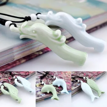

24pcs Fashion cute fish cross dolphins adjustable ceramic whistle necklace mixed design