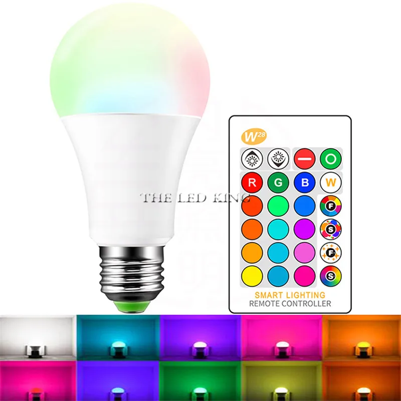 B22 E27 светодиодный светильник 5 Вт 10 15 16 цветов меняющий RGB волшебный 85 265 в 120 220 В