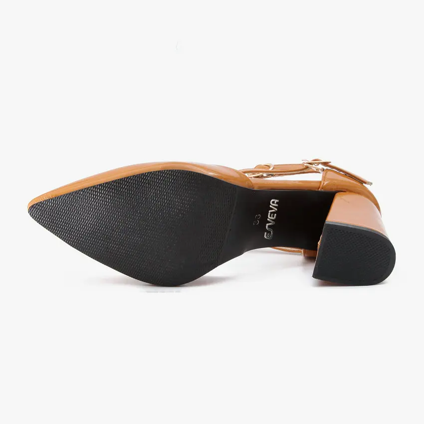 ESVEVA/ г. Женские туфли-лодочки босоножки с острым носком на высоком квадратном каблуке с пряжкой Летняя обувь с ремешком на щиколотке женская обувь, размер 34-43