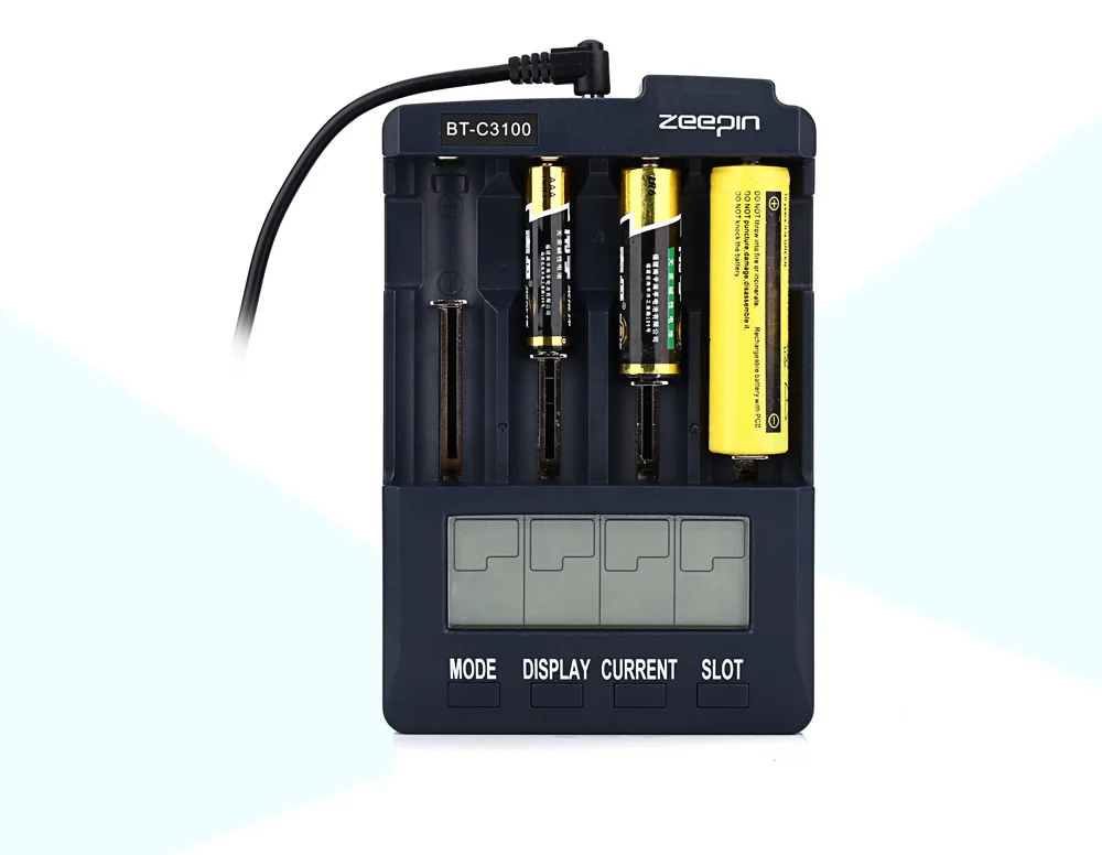ZEEPIN BT-C3100 V2.2 цифровой Интеллектуальный 4 слота ЖК-зарядное устройство с адаптером
