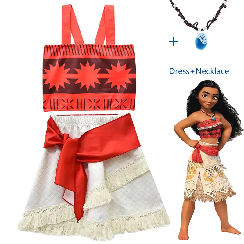 New Princess Moana Cosplay Costume For Baby Child Suit Fashion Girls Dresses Sets Children Clothes Vaiana Dress With Necklace Clothing Sets Aliexpress