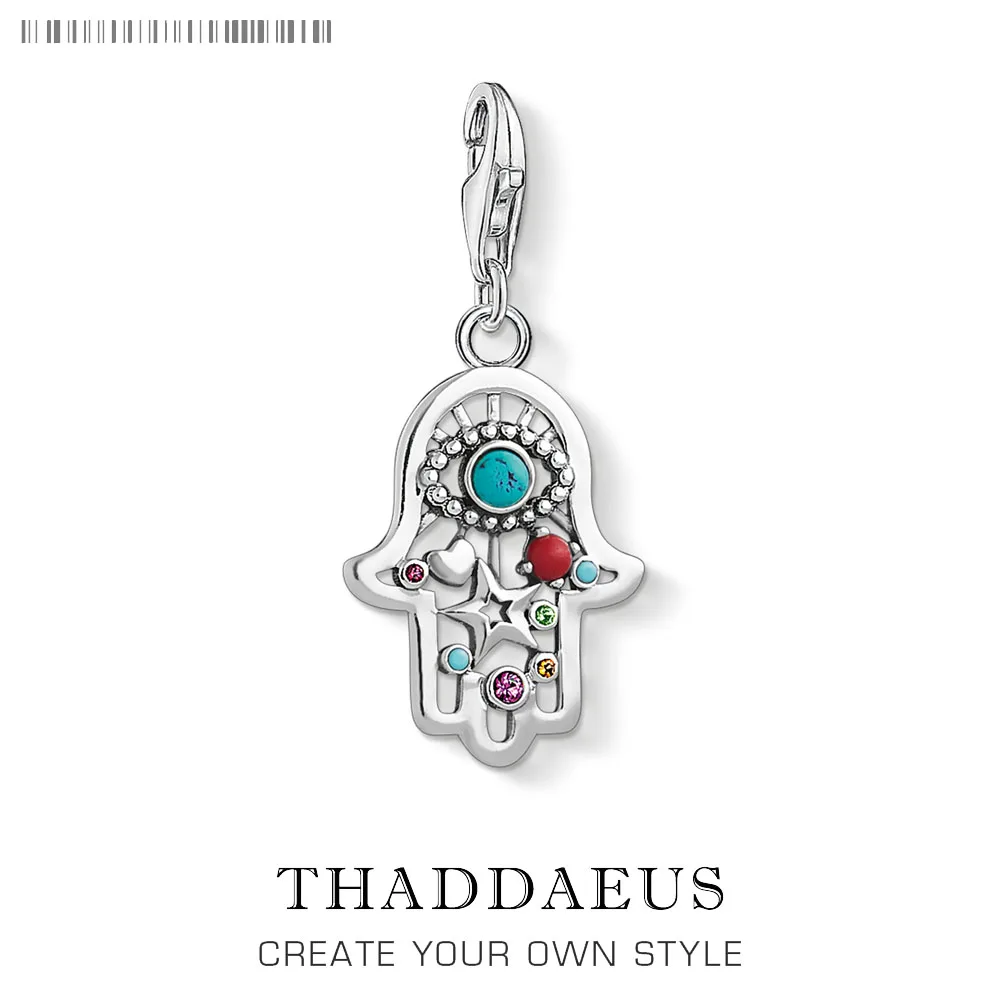 

Hand of Fatima Charm with Lobster Clasp Fit Thomas Style Bracelet & Necklace High Quality Sterling Silver Charm For Women Bijoux