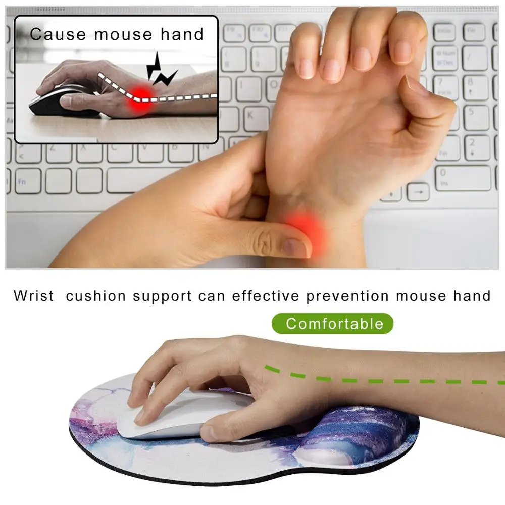 Коврик для мыши CENNBIE с подушкой на запястье, эргономичная пена с эффектом памяти с нескользящей основой для ноутбука и настольного компьютера