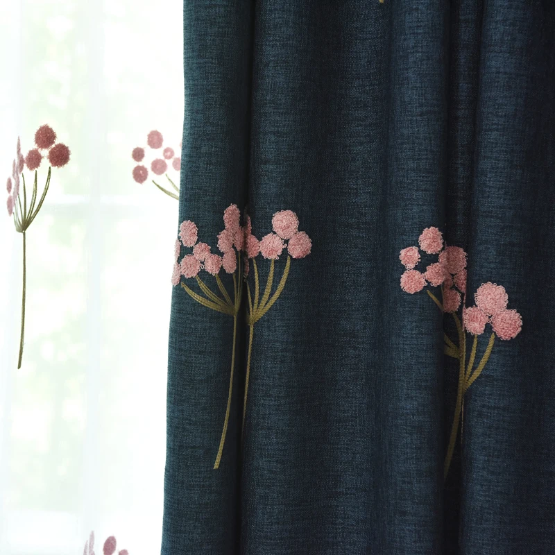 Estilo de país de diente de león bordado Cortinas opacas para dormitorio niños bebé vivero ventana Cortinas WP027C Estilo de país de diente de león bordado Cortinas opacas para dormitorio niños bebé vivero ventana Cortinas WP027C