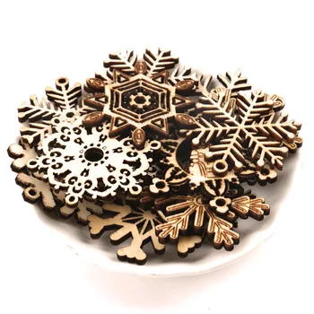 

Handmade Wooden Crafts Home Decoration Accessories Scrapbooks Painting DIY Christmas Festival Snowflake Pattern 45-50mm 10pcs