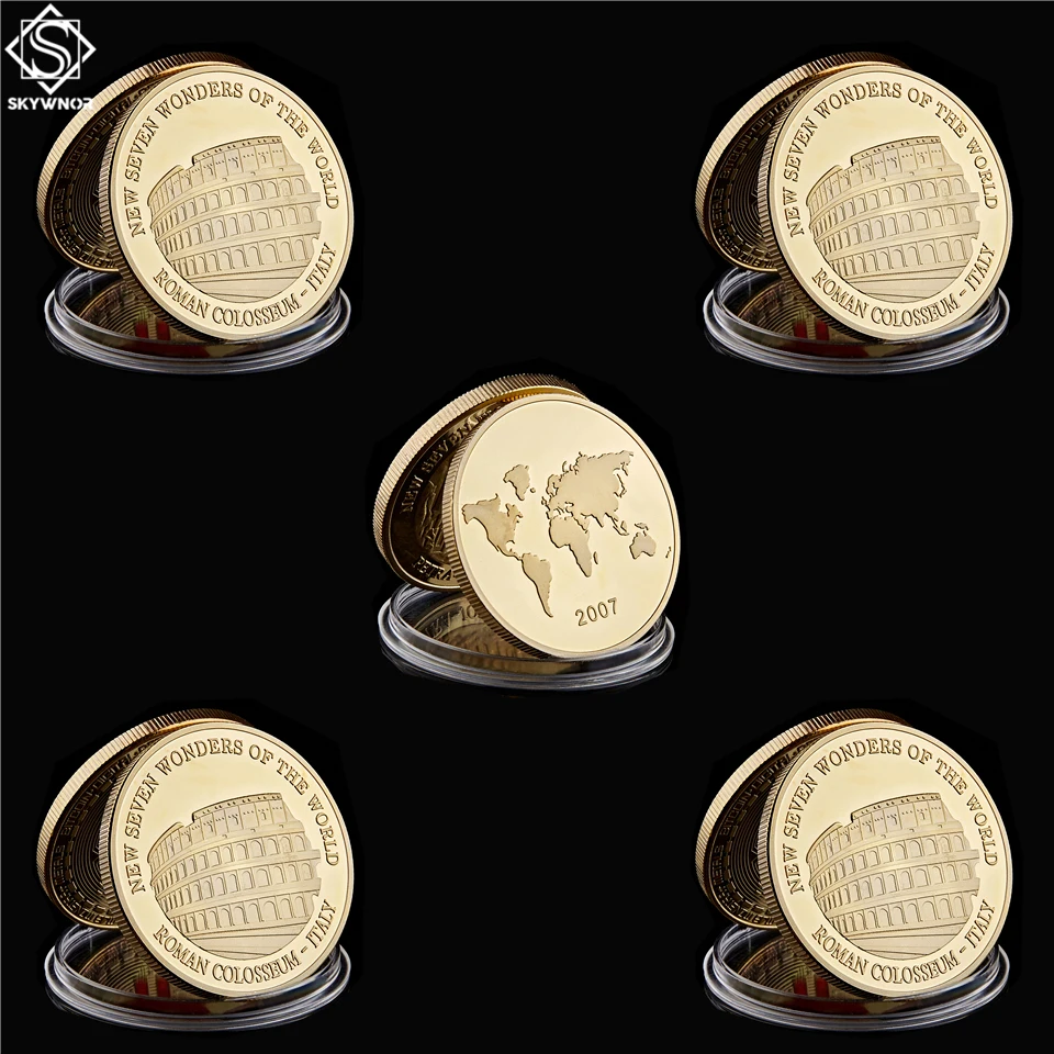 

5PCS Ancient Italy Roman Colosseum Seven Wonders of The World Commemorative Coin Value