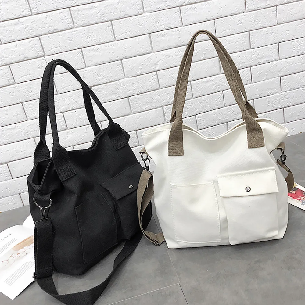 

2019 Fashion Folding Women Big Size Handbag Tote Ladies Casual Literary Simple Messenger Bag Canvas Bag Shoulder Bolsa Feminina
