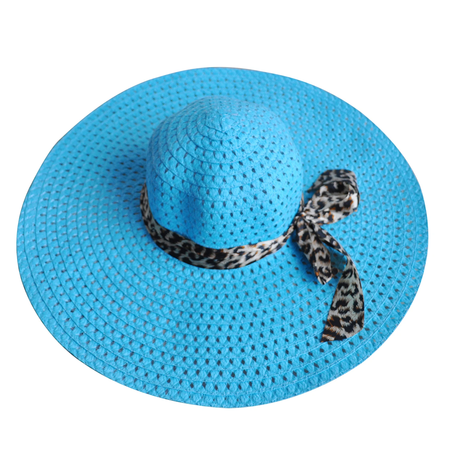 SYB 2016 NEW Sky Blue Summer Exquisite Leopard Ribbon Bowknot Decorated